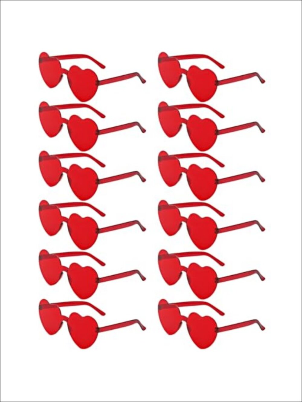 Rimless Heart Shaped Sunglasses Lightweight Plastic 12 Pack